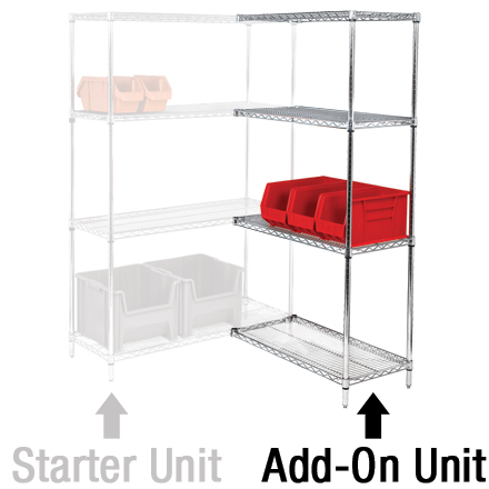 60 x 18 x 74" - 4 Shelf Wire Shelving Add-On Unit